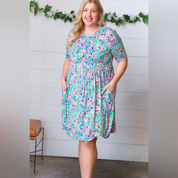 Haptics | Dresses | Mint Green Fit Flare Floral Midi Dress | Poshmark